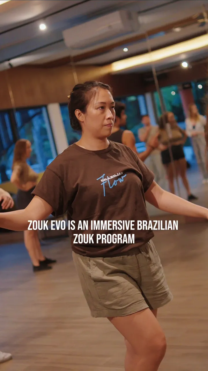 A dancer training Brazilian Zouk in the studio at the Zouk Village.